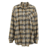 Autumn Waste Soil Style Outer Plaid Shirt - WOMONA.COM