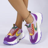 Mixed-color Lace -up Sneakers For Women - WOMONA.COM