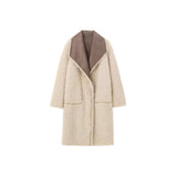 Women's Fashion Pocket Decoration Long Turn-down Collar Coat