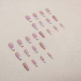 French Gradient Length Pile Rhinestone Fake Nails - WOMONA.COM