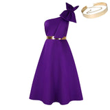 New Fashion Oblique Shoulder Bow Party Dress - WOMONA.COM