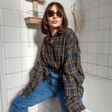 Autumn American Brown Plaid Shirt Women's - WOMONA.COM