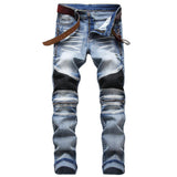 Men's Motorcycle Zipper Oversized Jeans - WOMONA.COM