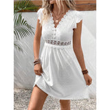 Elastic See-through Lace Butterfly Sleeve Dress