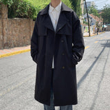 Double Breasted Trench Coat Men's Medium Length - WOMONA.COM