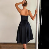 Split Waist Slimming Slip V-neck Backless Dress