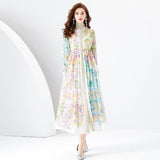 Wavy Edge Long Retro Printed Dress - WOMONA.COM