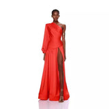 Vacation Style Long Sleeve Draping Effect Dress