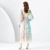 Wavy Edge Long Retro Printed Dress - WOMONA.COM