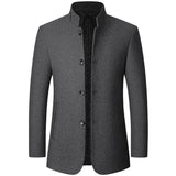 Standing Collar Middle-aged Men's Woolen Jacket - WOMONA.COM