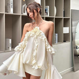 French Style Temperament Ruffled Bell Sleeve Dress Women
