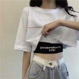 Two-Piece Set Crop-top Short Top Loose High Waist T-shirt Women