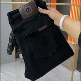 Men's Washed Slim-fit Black Jeans