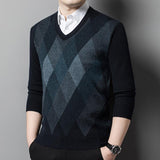 Men's V-neck Sweater Thickened Bottoming Shirt - WOMONA.COM