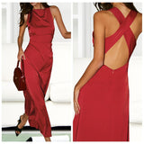 Sexy Elegant Backless Satin Spring Slim-fitting Dress
