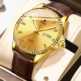 Gold Diamond Men's Quartz Watch Waterproof - WOMONA.COM