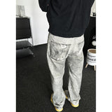 Gray White Washed Distressed Trousers