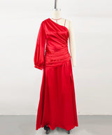 Vacation Style Long Sleeve Draping Effect Dress