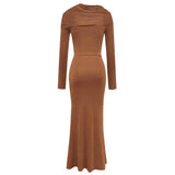 Slim-fit Pleated Ribbon Party Dinner Dress