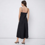 Women's Fashion Suspenders Satin Dress - WOMONA.COM