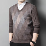 Men's V-neck Sweater Thickened Bottoming Shirt - WOMONA.COM