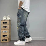 Straight Ripped Spring And Autumn Patch Jeans