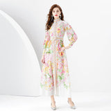 Long Retro Printed Dress Women - WOMONA.COM