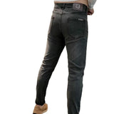Men's Washed Slim-fit Black Jeans