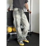 Gray White Washed Distressed Trousers