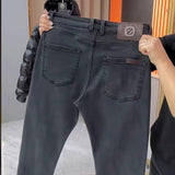 Men's Washed Slim-fit Black Jeans