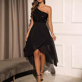 Women's Waist Slimming Shoulder Party Evening Dress