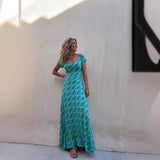 Women's Short-sleeved Two-sided Wear Wide Hem Printed Dress - WOMONA.COM