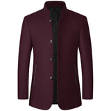 Standing Collar Middle-aged Men's Woolen Jacket - WOMONA.COM