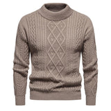 Men's Solid Color Round Neck Sweater Bottoming Shirt - WOMONA.COM