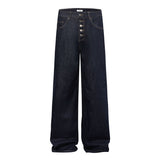 Retro Minority Breasted Wide-leg Jeans