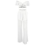 Women's Fashion Casual Cut-out Ruffled Jacquard Suit - WOMONA.COM