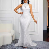 Fashion New Solid Color Trailing Dress Women