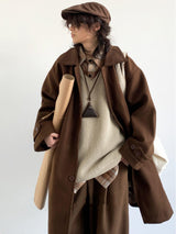 Japanese-style Retro Brown Woolen Coat - WOMONA.COM