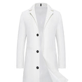 Men's Solid Color Single-breasted Trench Coat - WOMONA.COM