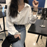 Long Sleeve White Shirt Women's Blouse Chiffon Professional - WOMONA.COM