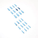 Fake Nails Full Diamond Series Wear Dark Blue White - WOMONA.COM