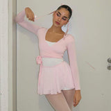 Street Style Sexy Cross V-neck Long Sleeve Tied T-shirt - WOMONA.COM