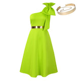 New Fashion Oblique Shoulder Bow Party Dress - WOMONA.COM