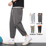 Drawstring Pants Summer Casual Ice Slik Trousers - WOMONA.COM