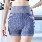 Biker Shorts For Women High Wais Stripe Gym Running Shorts - WOMONA.COM