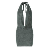 Women's Fashion Backless Lace-up Wool Dress