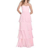 Top Smocking Pleated Ruffled Long Dress