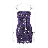 Fashionable Sequins Bandeau Slim-fit Dress