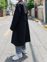 Double Breasted Trench Coat Men's Medium Length - WOMONA.COM