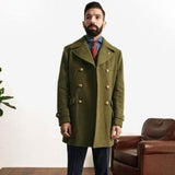 Men's Medium Length Long Sleeved Woolen Coat - WOMONA.COM